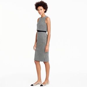 J.crew sheath dress Houndstooth black tweed sleeveless women 2 classic work
